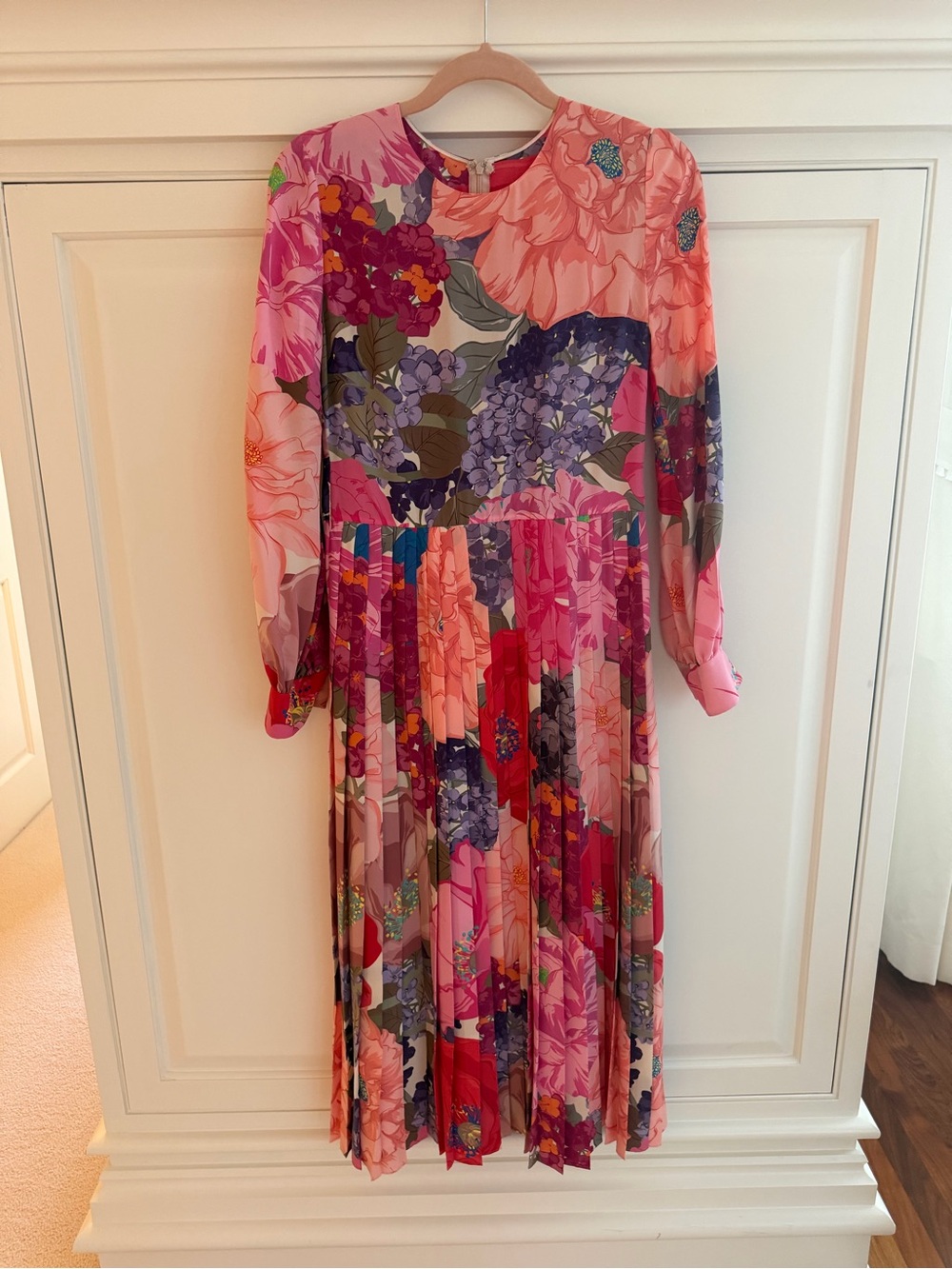 Valentino Floral Print Ruffled Silk Dress
